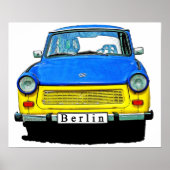 Trabant Car Front, Blue & Yellow, Berlijn Poster (Voorkant)