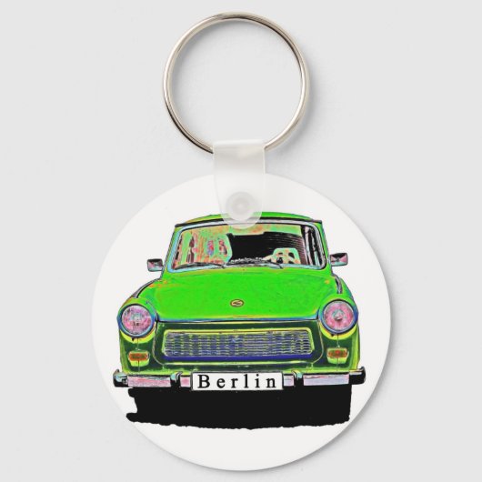 Trabant Car in Green, Berlijn Sleutelhanger (Voorkant)