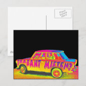 Trabant Car, Raibow Effect, Black Back, Berlin Briefkaart (Voorkant / Achterkant)