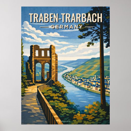 Traben-Trarbach Vintage Travel Poster (Voorkant)