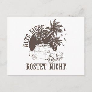 Trabi DDR Pappe "Alte Liebe rostet nicht" Briefkaart