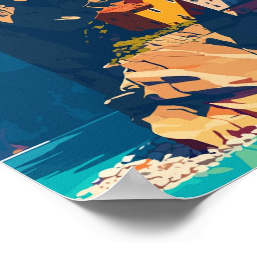 Trabzon Turkije vintage reisillustratie Poster (Hoek)