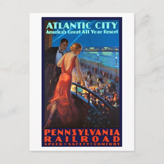  tracé Atlantic City Railroad Travel Poster Briefkaart (Voorkant)