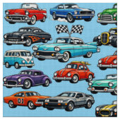 Tracering Klassieke Auto's Collagepatroon Stof (Close Up)