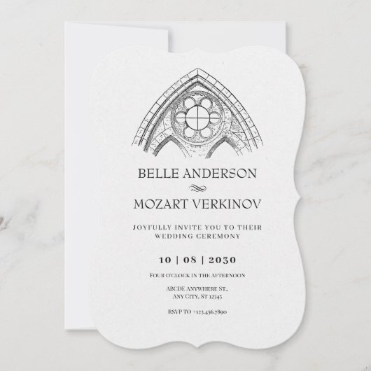 tracery minimalistische eenvoudige bruiloft kaart (Voorkant)