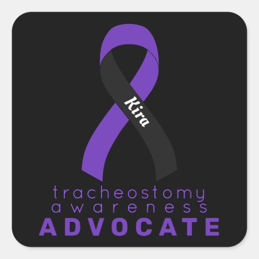Tracheostomy Advocate Black Square Sticker (Voorkant)