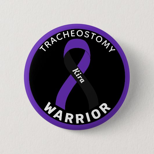 Tracheostomy Warrior Ribbon White Button (Voorkant)