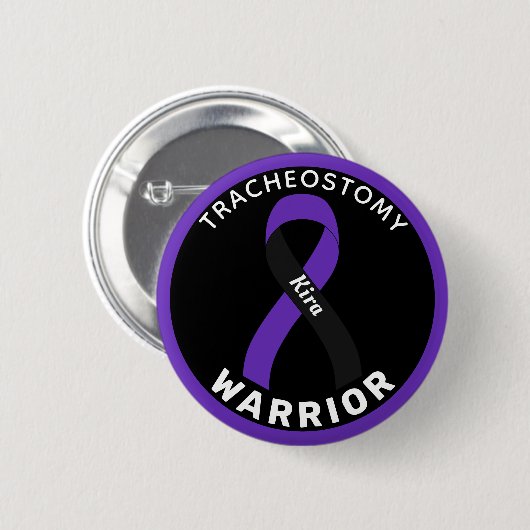 Tracheostomy Warrior Ribbon White Button (Voorkant /achterkant)