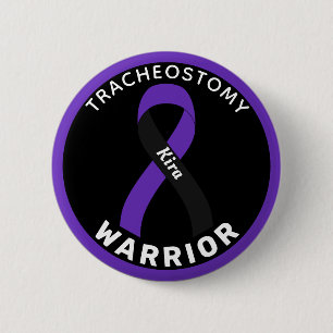 Tracheostomy Warrior Ribbon White Button