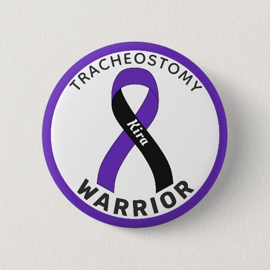 Tracheostomy Warrior Ribbon White Button (Voorkant)