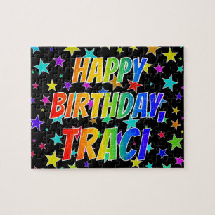 "TRACI" Voornaam, geun "HAPPY BIRTHDAY" Legpuzzel