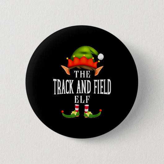 Track And Field Elf Group Funny Christmas Pajama P Ronde Button 5,7 Cm (Voorkant)