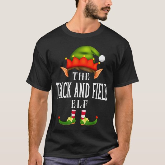 Track And Field Elf Group Funny Christmas Pajama P T-shirt (Voorkant)