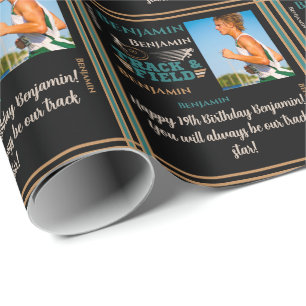 Track and Field Fotonaam Leeftijd Sentiment Verjaa Cadeaupapier