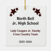 Track and Field Girl Bruin Haar in Maroon Zwart Keramisch Ornament (Achterkant)