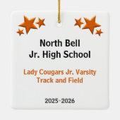 Track and Field Girl Zwart haar in het Sinaasappel Keramisch Ornament (Achterkant)