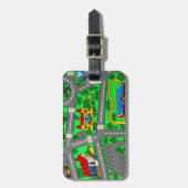 Track carpet Car Road Nostalgic, 90s nostalgia Bagagelabel (Voorkant verticaal)