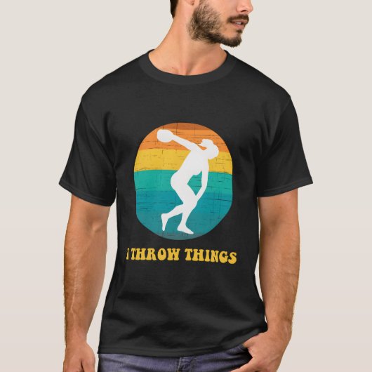 Track en Field Discussie Ik gooi dingen T-shirt (Voorkant)