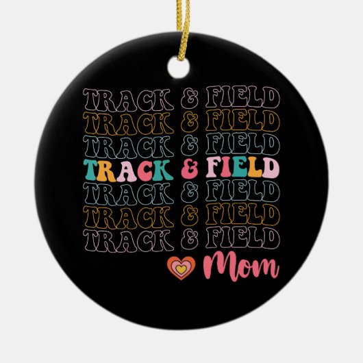 Track en Field Mom Groovy Running Mother's Day Keramisch Ornament (Voorkant)