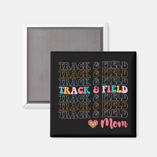 Track en Field Mom Groovy Running Mother's Day Magneet (Voorkant / Achterkant)