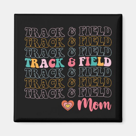 Track en Field Mom Groovy Running Mother's Day Magneet (Voorkant)
