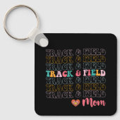 Track en Field Mom Groovy Running Mother's Day Sleutelhanger (Voorkant)