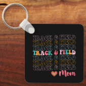 Track en Field Mom Groovy Running Mother's Day Sleutelhanger (Voorkant)