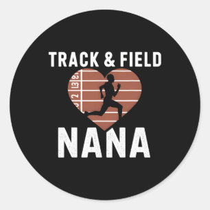 Track en Field Nana Oma Trotse Atleet Moeders Ronde Sticker