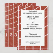 Track en Field Party uitnodiging Red Running Track (Voorkant / Achterkant)