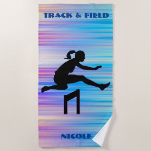 Track & Field Beach Handdoek w / Haar naam