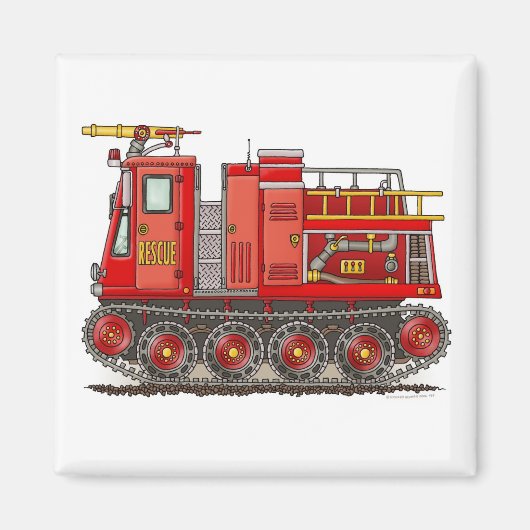 Track Fire Truck Vierkante magneet (Voorkant)