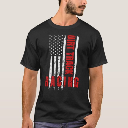 Track Racing Amerikaanse vlag Motorcross Dirt Trac T-shirt (Voorkant)