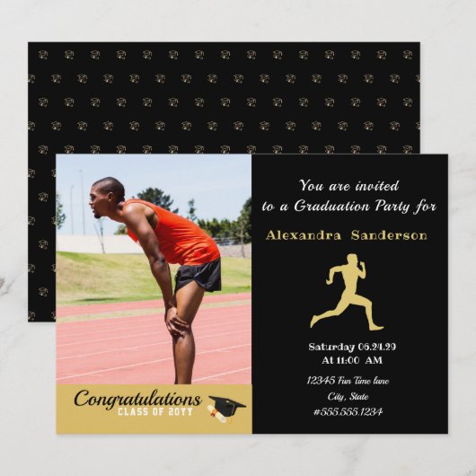Track runner klasse van 2024 afstudeerfeest kaart (Voorkant / Achterkant)
