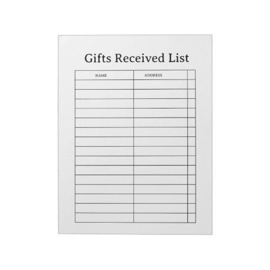 Tracker Ontvangen Cadeaus Notitieblok (Linkerzijde)