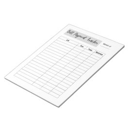 Tracker voor betaling van rekeningen notitieblok