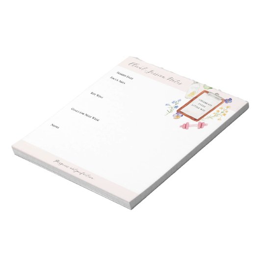 Tracker voor voortgang bloemige welzijn | Clientno Notitieblok (Linkerzijde)