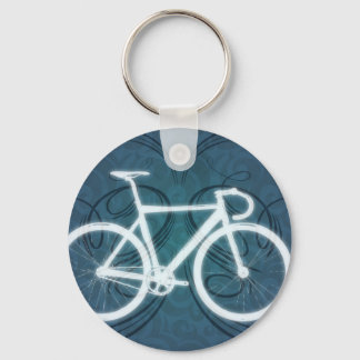Trackfiets - blauwe tattoo-stijl sleutelhanger