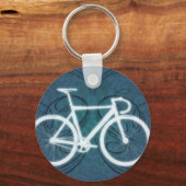 Trackfiets - blauwe tattoo-stijl sleutelhanger (Voorkant)