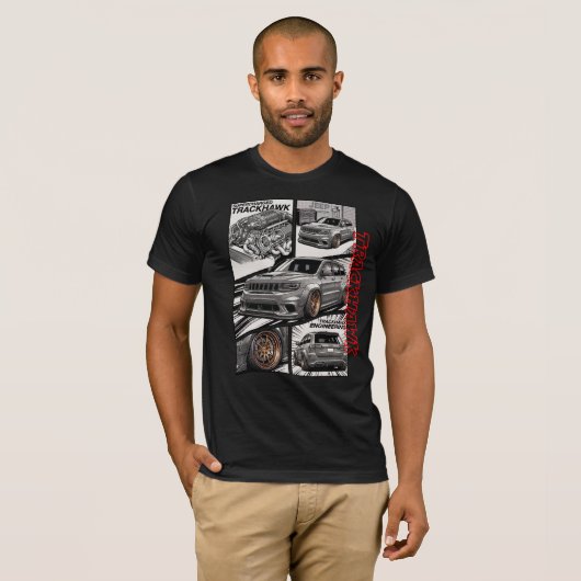 Trackhawk Supercharged V8 JDM Manga Paneel T-shirt (Voorkant volledig)