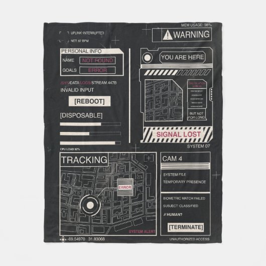 Tracking - Techno-Brutalist Streetwear Design Fleece Deken (Voorkant)