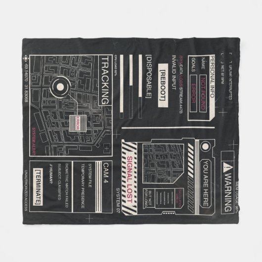 Tracking - Techno-Brutalist Streetwear Design Fleece Deken (Voorkant (Horizontaal))