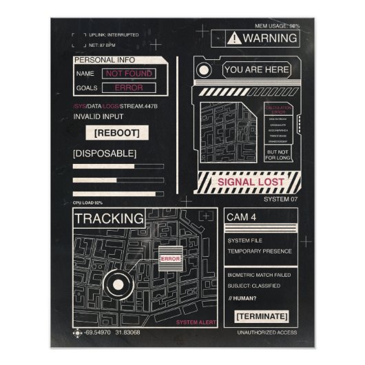 Tracking - Techno-Brutalist Streetwear Design Foto Afdruk (Voorkant)