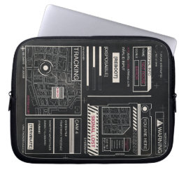 Tracking - Techno-Brutalist Streetwear Design Laptop Sleeve