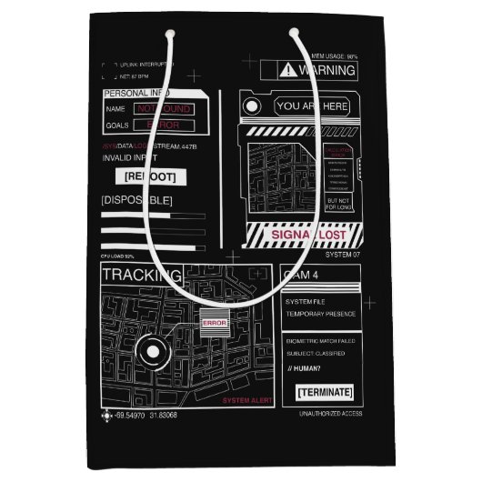 Tracking - Techno-Brutalist Streetwear Design Medium Cadeauzakje (Voorkant)