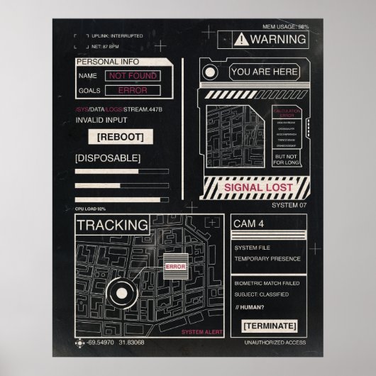 Tracking - Techno-Brutalist Streetwear Design Poster (Voorkant)