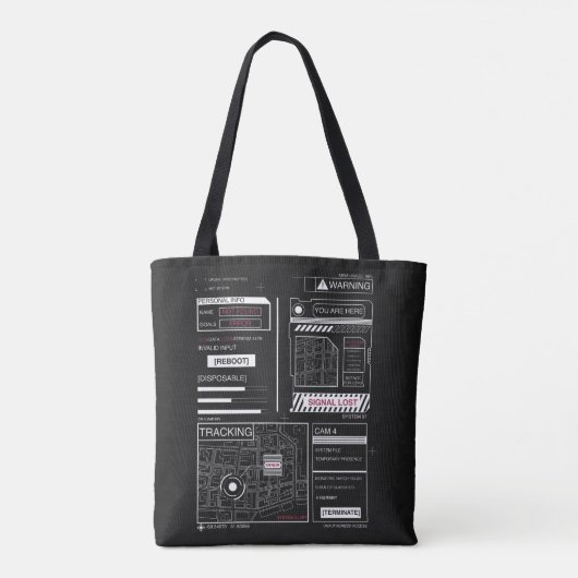 Tracking - Techno-Brutalist Streetwear Design Tote Bag (Achterkant)