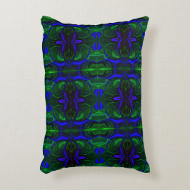 Traços azuis "flutuando" sobre fundo verde. accent kussen