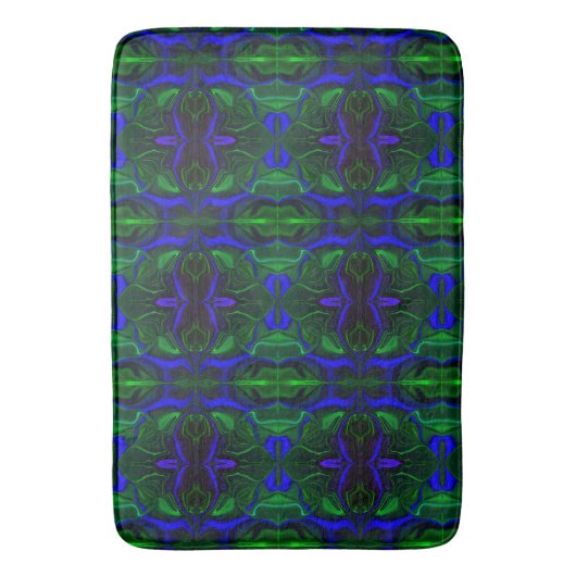 Traços azuis "flutuando" sobre fundo verde. badmat (Voorkant Verticaal)