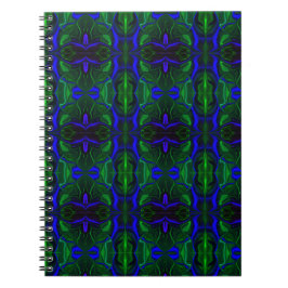 Traços azuis "flutuando" sobre fundo verde. notitieboek