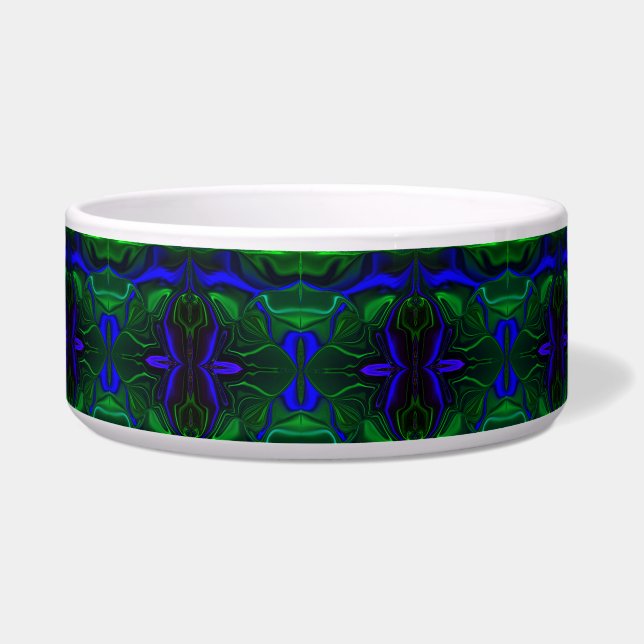 Traços azuis "flutuando" sobre fundo verde. voerbakje (Voorkant)